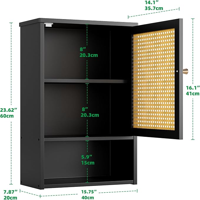 Bathroom Wall Cabinet, Bamboo Over-The-Toilet Storage Organizer