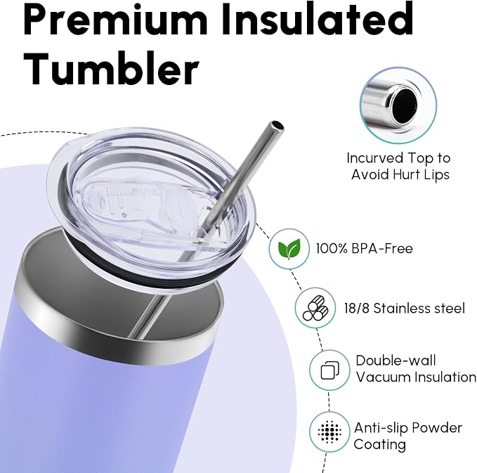 Volhoply 4 Pack Skinny Tumblers