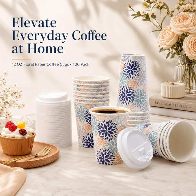 Tamone 100 PACK 12OZ Disposable Coffee Cups