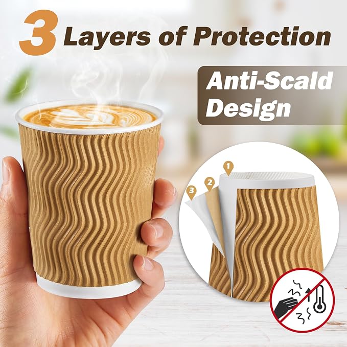 SIUQ 90 Pack 8 oz Disposable Coffee Cups