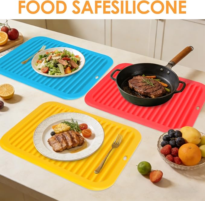 5 Pack Silicone Trivets for Hot Pots and Pans, 9 * 12Inch SiliconeTrivet for