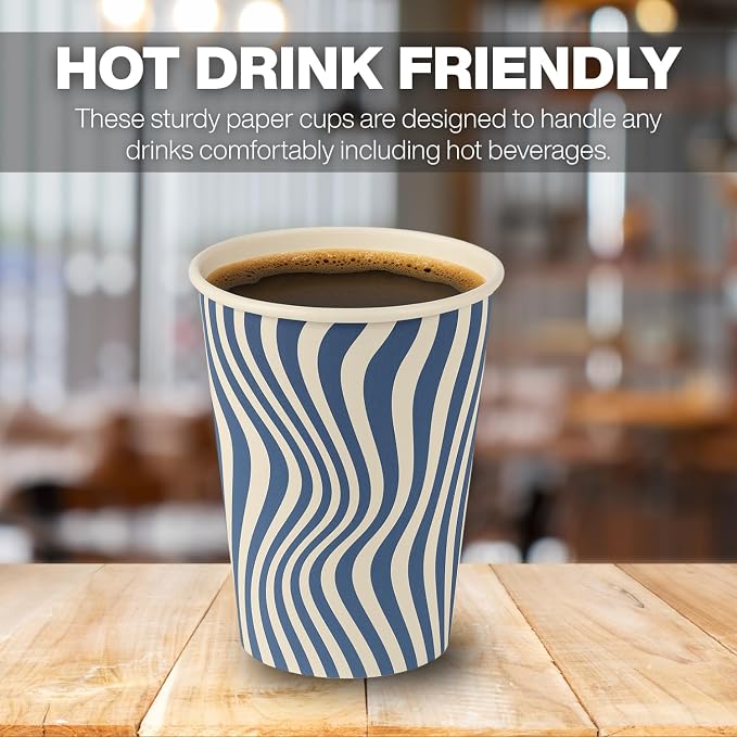 Disposable Coffee Cups with Lids, To Go Paper Hot Cups, Cocoa