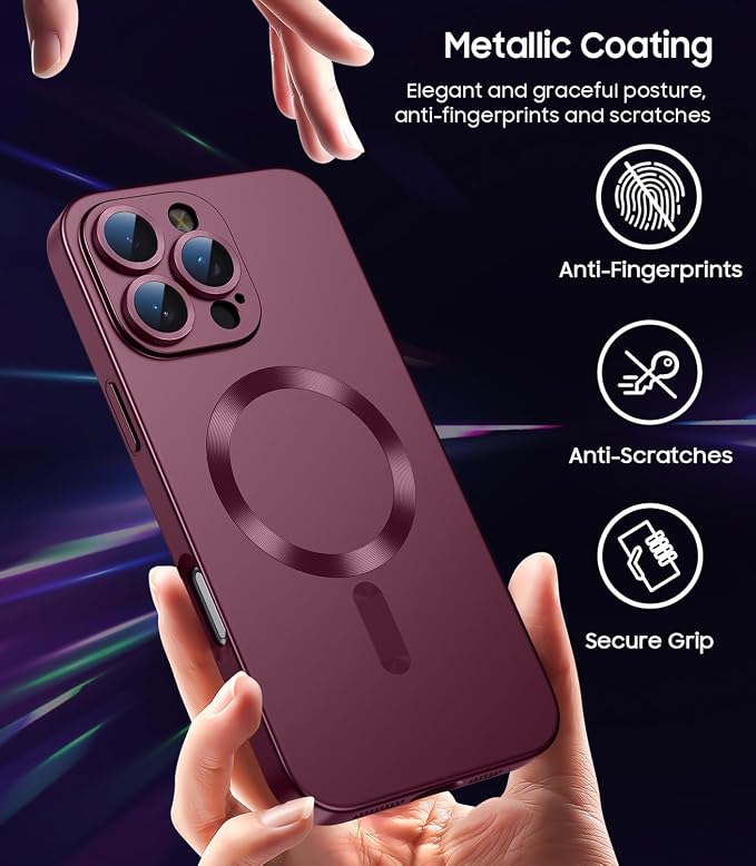 Magnetic for iPhone 16 Pro Case Slim Soft Silicone Bumper Shockproof Metallic
