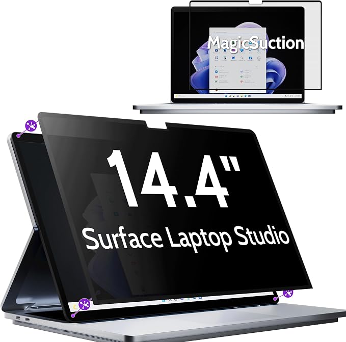 Privacy Screen for 14.4 Inch Surface Laptop Studio 2/1, MagicSuction™ Removable