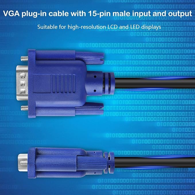 PASOW VGA to VGA Monitor Cable HD15 Male to Male