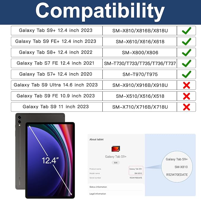 BRAECN for Galaxy Tab S10 Plus/S9 FE+/S9+/S7+/S8+/S7 FE 12.4 inch Case