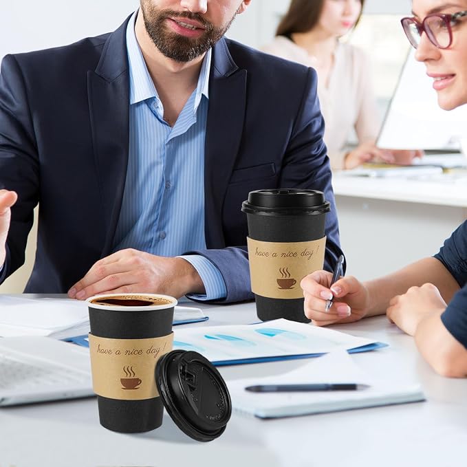 Clawsoff 100 Pack 12 oz Disposable Paper Coffee Cups