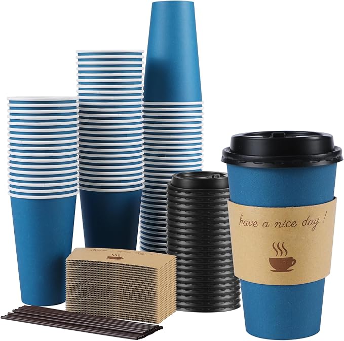 Clawsoff 500 Pack 16 oz Disposable Paper Coffee Cups