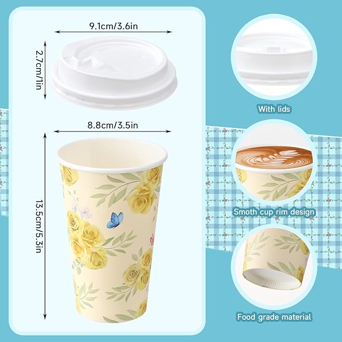 50 Pack 16 oz Disposable Coffee Cups