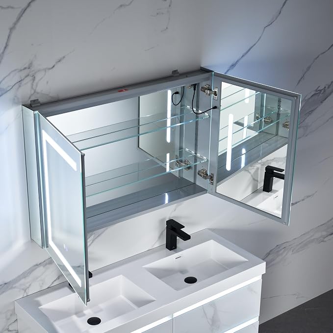 40x26 LED Lighted Bathroom Medicine Mirror Cabinet