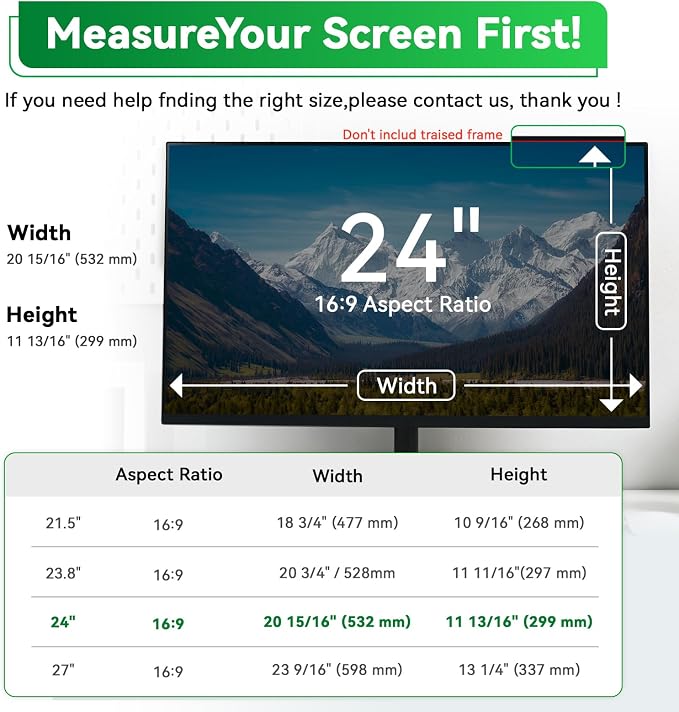 Magnetic 24 Inch Computer Anti Blue Light Screen Protector