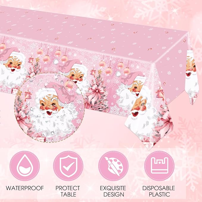 41Pcs Pink Christmas Party Decorations Christmas Tree Santa Claus Snowflake