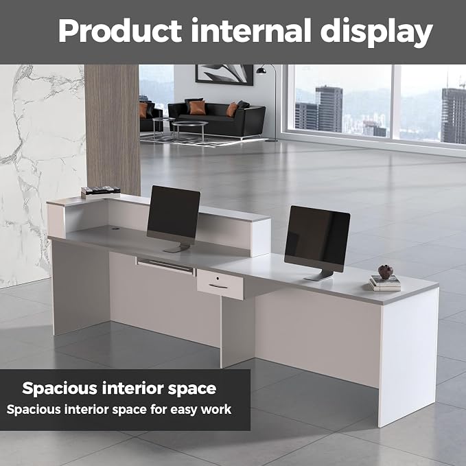 Reception Desk with Counter, Modern Front Desk Reception Counter with Keyboard
