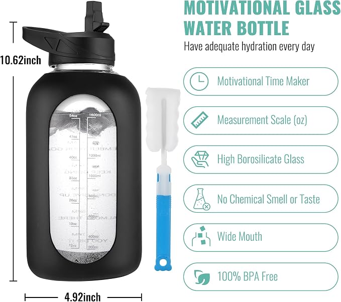 CIVAGO 64 oz Glass Water Bottle