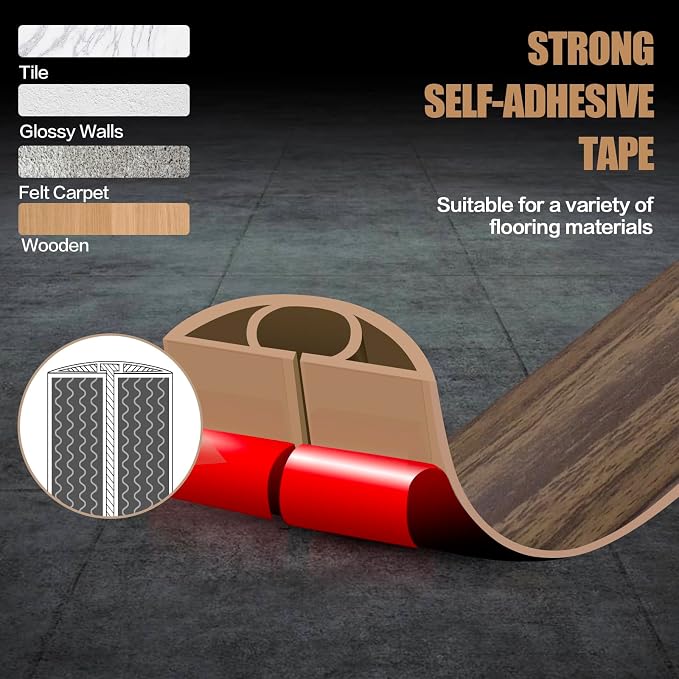 Floor Cord Cover Self Adhesive Cord Hider, 3.3FT Cable Management, Extension