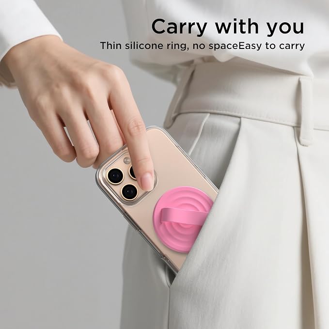 Magnetic Phone Ring Grip Holder, Silicone Finger Loop Grip, Compatible