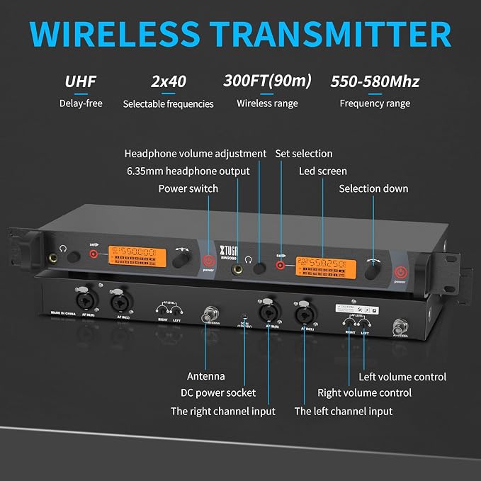 XTUGA RW2080 Wireless in Ear Monitor System Mono
