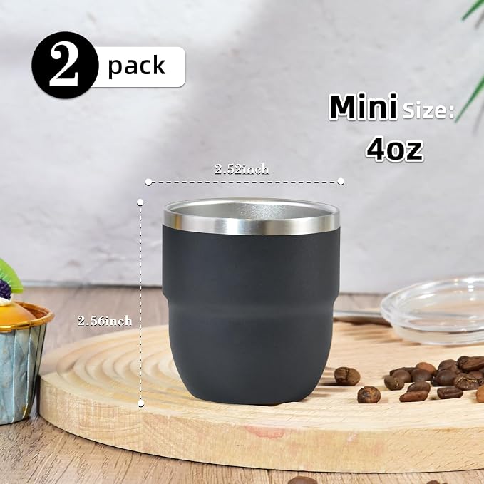 CHLJAR Espresso Cups, 4oz Insulated Espresso Cup Set of 2, Espresso Shot Cups