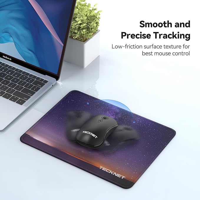 TECKNET Mouse Pad with Anti-fray Stitching, Waterproof Surface & Non-Slip