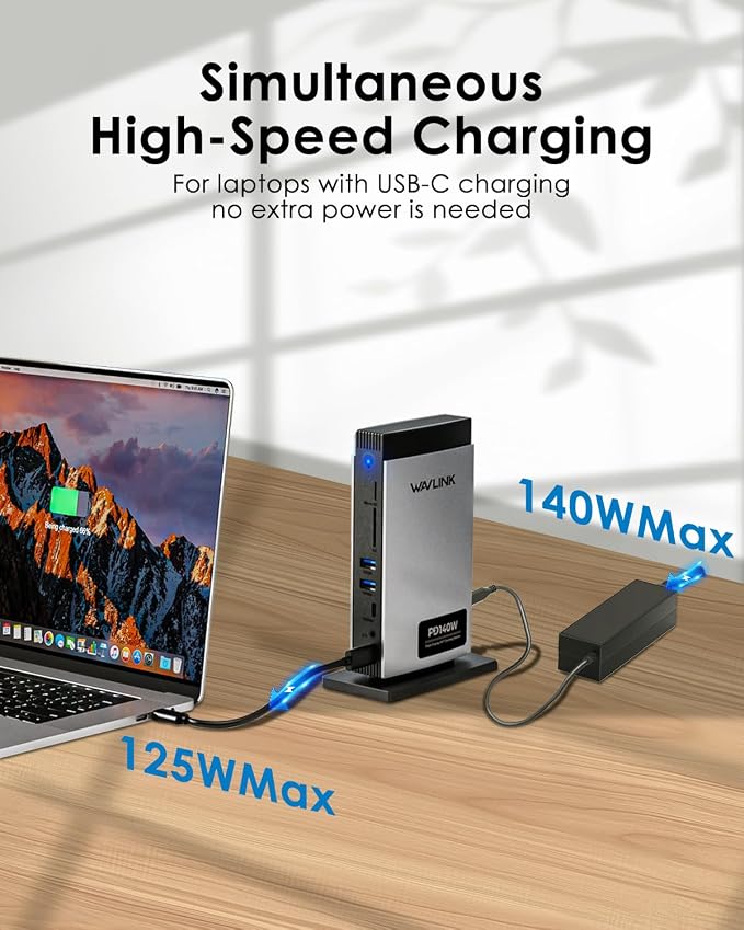 WAVLINK Laptop Docking Station 3 Monitors, 11-in-1 USB C Docking Station