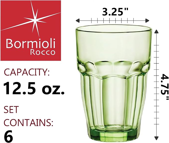 Bormioli Rocco Rock Bar 12.5 oz. Long Drink Stackable Tempered Beverage Glasses