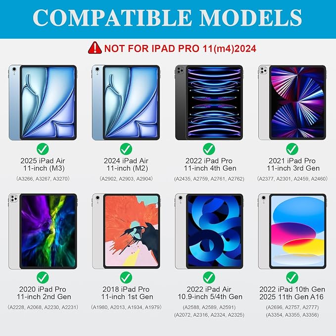 Keyboard Case for iPad Air 11 inch M3 M2&Pro 11, Magnetic Detachable iPad A16