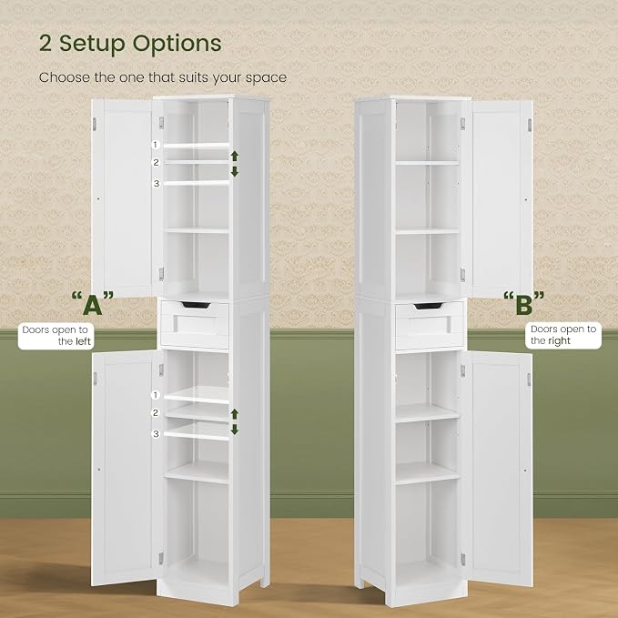 Tall Bathroom Cabinet, Slim Narrow Bathroom Storage Cabinet