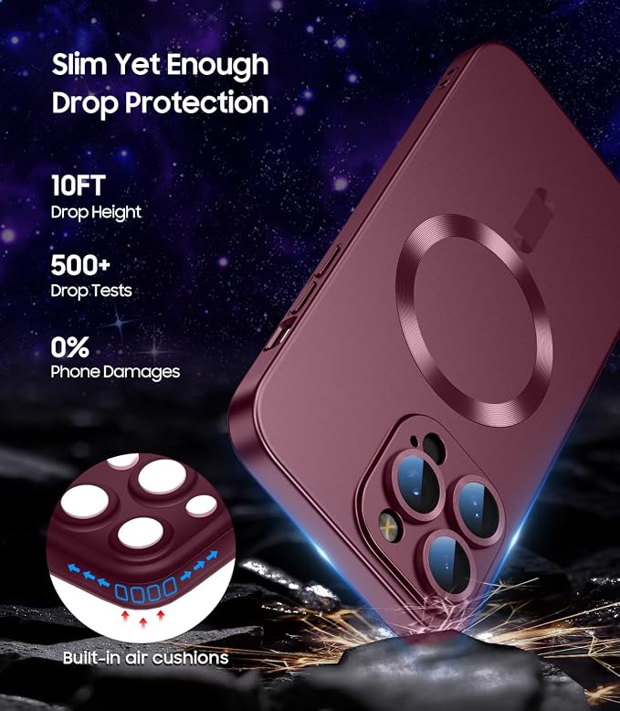 Magnetic for iPhone 16 Pro Case Slim Soft Silicone Bumper Shockproof Metallic