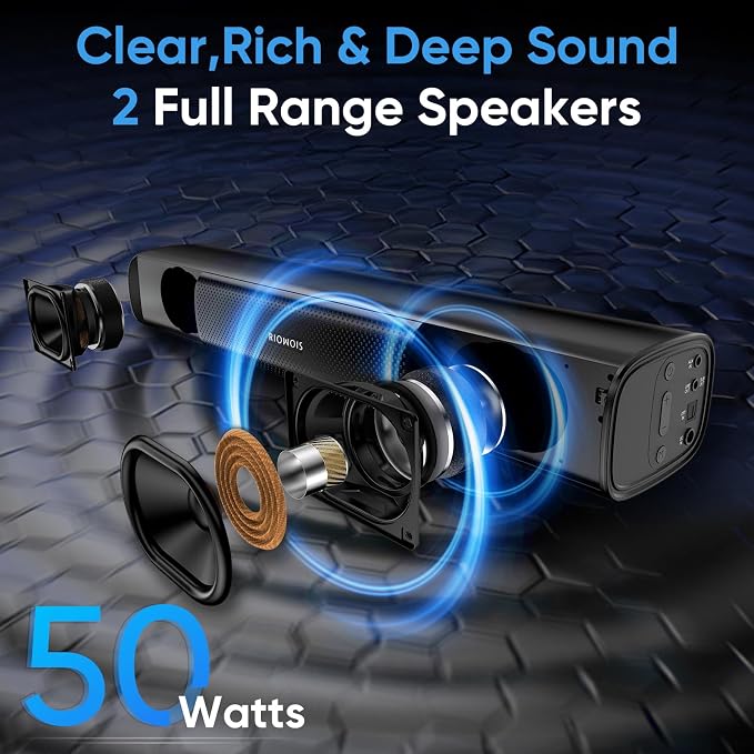 Sound Bar for Smart TV, Bass Boost and Crisp Vocals, Optical/AUX/Wall Mount