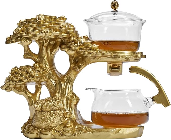 Zurucily Glass Teapot Set with Infuser Semi Automatic Tea Set Magic Teapot