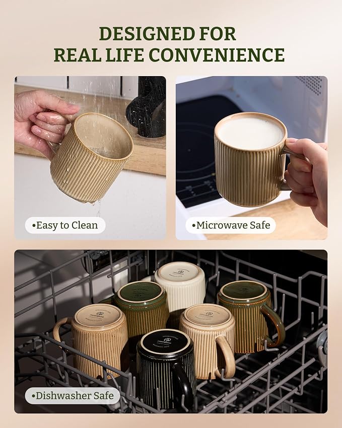 famiware Coffee Mug Set for 6, Star 12 oz Catering Mugs Cup Set