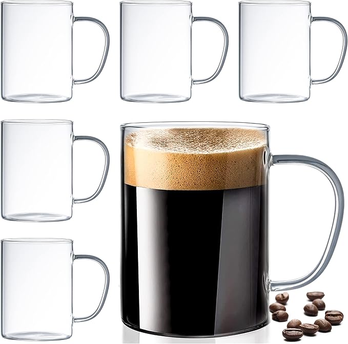 Le'raze Set of 6 Ultra Durable Sleek Glass Irish Coffee Mugs