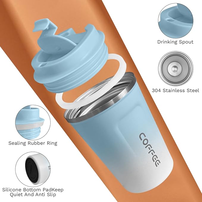 SPLMIFA Travel Coffee Mug Leak-Proof, Reusable Coffee Cups