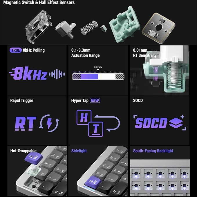 nuphy Air75 HE Rapid Trigger Wired Custom Magnetic Gaming Keyboard, RGB HotSwap