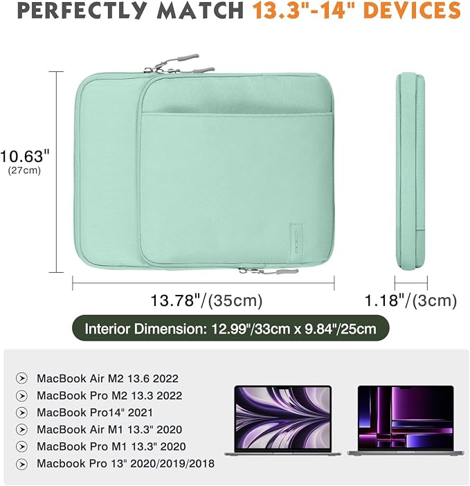 MoKo Laptop Sleeve Bag for 13.3-14 Inch, Notebook Carrying Case