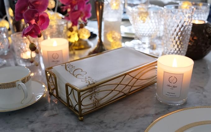 Antique Gold Elegant Sturdy Guest Napkin Holder | Premium Disposable Paper Hand