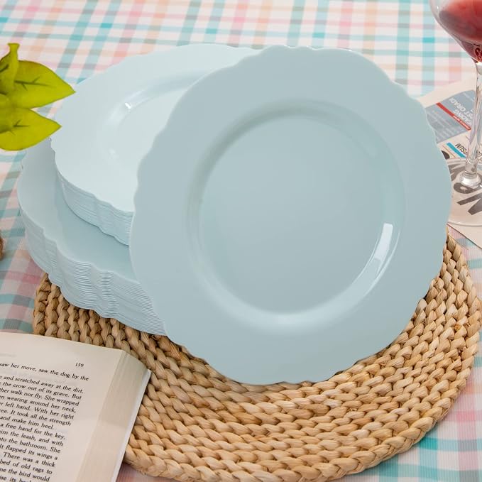 60pcs Mint Green Plastic Plates
