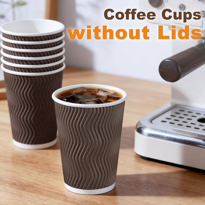 BYSNOW 500 Pack 12 oz Coffee Cups, Insulated Disposable Hot Paper Cups |