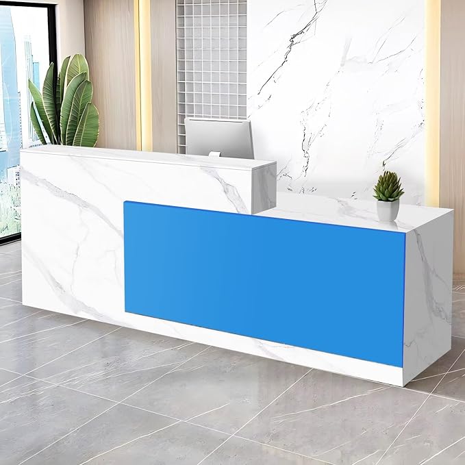 Reception Desk with Counter Modern Checkout Counter with Lockable Drawer
