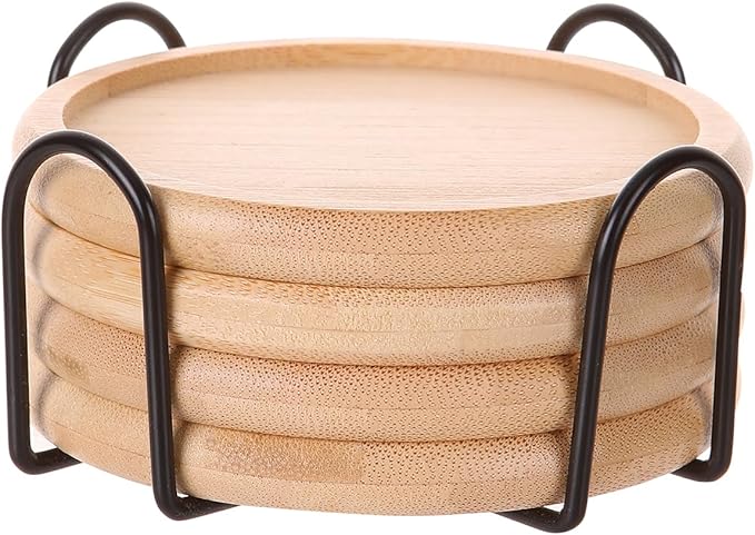 4 Inch Bamboo Drink Coasters Set