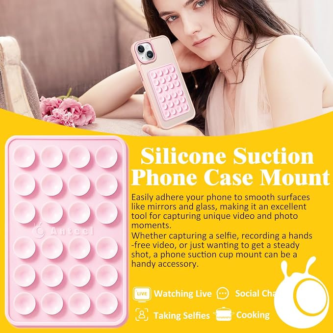 Anteel Medium-Sized Silicone Suction Phone Case Adhesive Mount, Enhanced