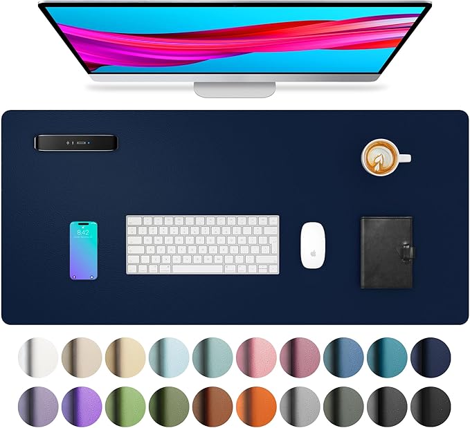 Aothia Leather Desk Pad Protector, Mouse Pad, Office Desk Mat, Non-Slip PU