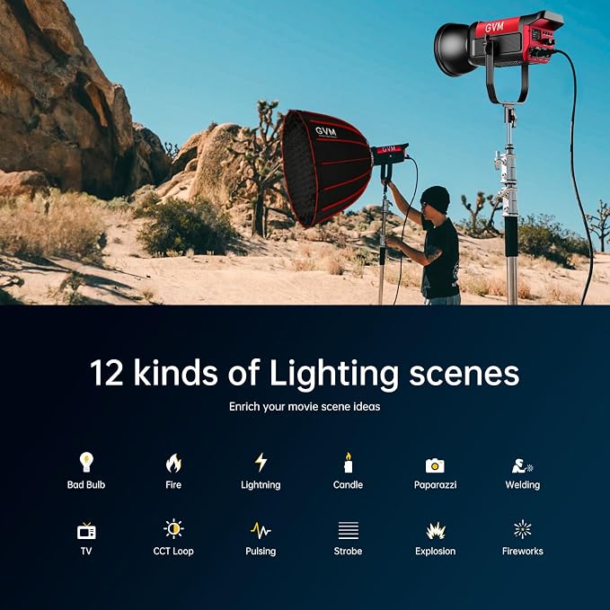 GVM Great Video Maker 200W Video Light Kit, LED Video Light Studio, 45400lux/1m
