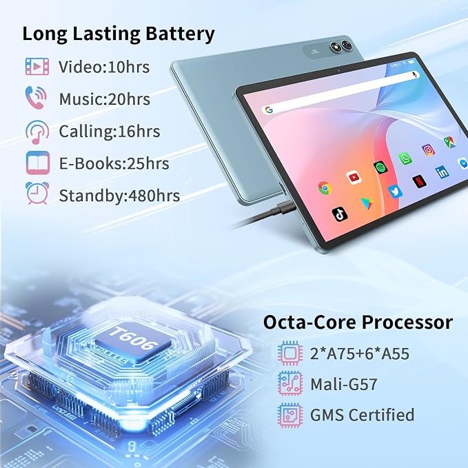 Android Tablet with Keyboard, 10 inch Android 15 tablet, 24GB RAM 128GB ROM
