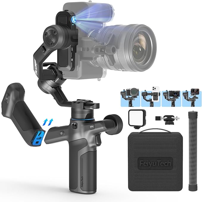 FeiyuTech SCORP Mini 3 Pro Camera Gimbal – AI 4.0 Tracking, Detachable Handle