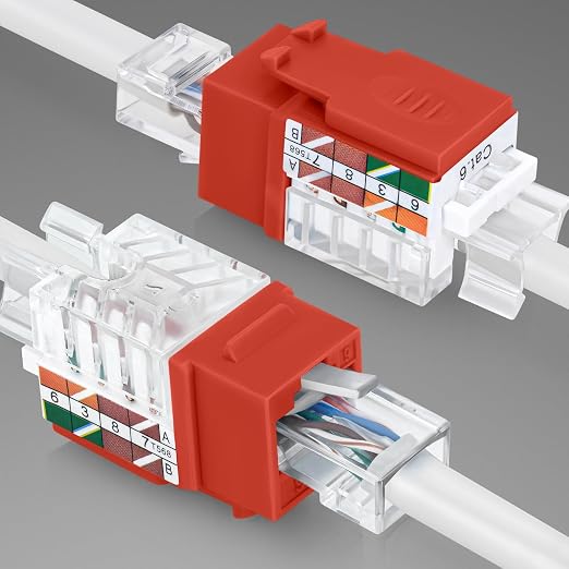 Everest 45° Angled RJ45 Cat6 Keystone Jacks 10-Pack in Orange
