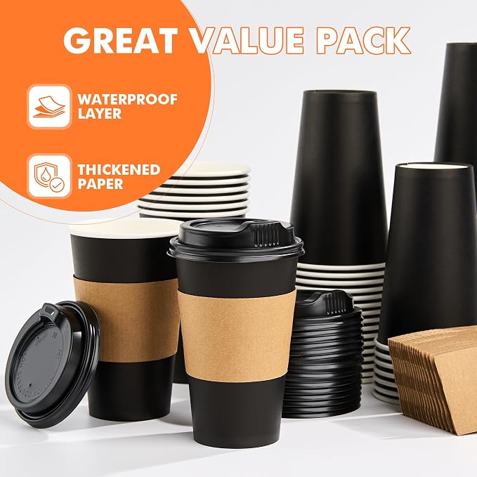 METAPRINT 50 Pack 16 oz Disposable Coffee Cups