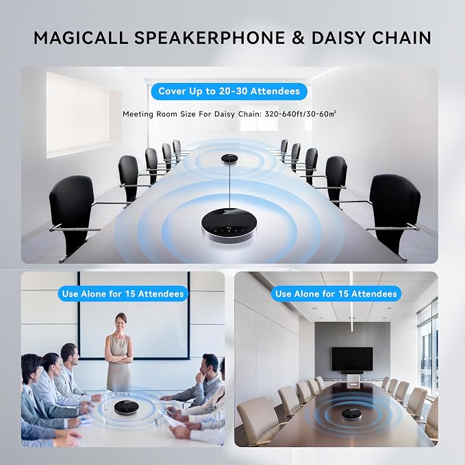 Tenveo MagiCall-EX Bluetooth Conference Speakerphone, Daisy Chain/Use Alone up