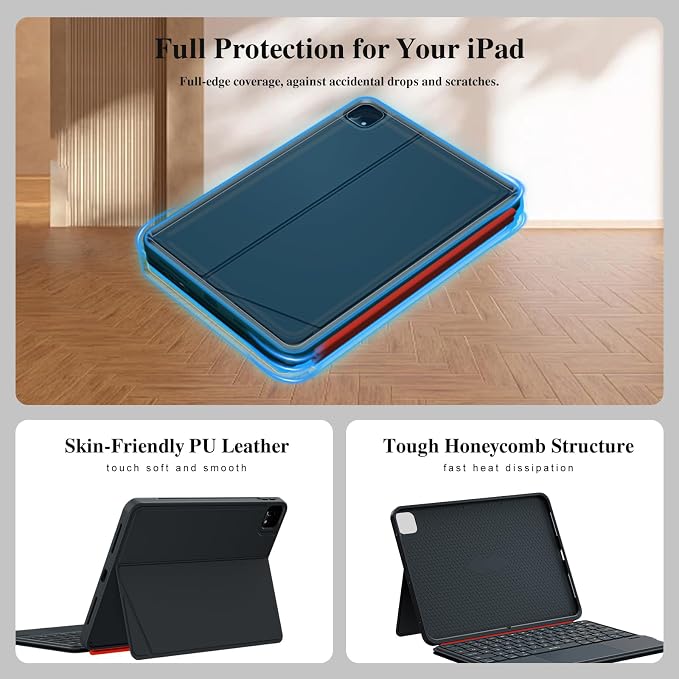 Keyboard Case for iPad Air 11 inch M3 M2&Pro 11, Magnetic Detachable iPad A16