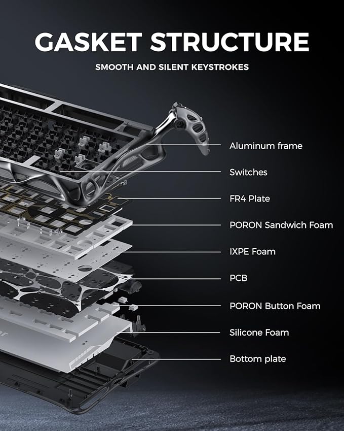 GravaStar Mercury K1 Pro Wireless Mechanical Gaming Keyboard, 75% Layout RGB